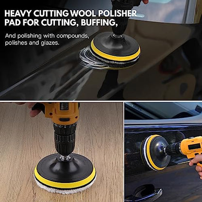 Wool Polishing Buffing Pad 7 Pcs 6 Inch Drill Buffer Wheel Attachment - size: 6Inch-7Pcs