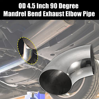 X AUTOHAUX 2pcs OD 4.5" 90° Mandrel Bend Elbow Stainless Steel Exhaust Tube - size: 4.5"