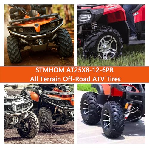 ATV Tire Set Of 4 AT25x8-12 Front ＆ AT25x10-12 Rear All Terrain ATV UTV Off-Road Tires12 inch atv tires, 6PR Tubeless. - size: QD 137 25x8-12＆25x10-12