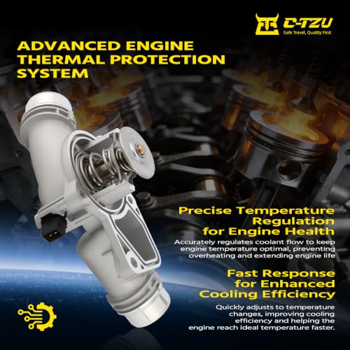 Upgrade Aluminium Thermostat Housing Assembly Compatible with BMW 323 325 328 330 525 528 530 X3 Z3 Z4 X5 1999-2006 - Replaces 11537509227 11531437040 11531436823 - color: 11537509227