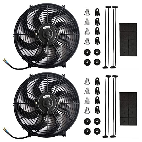 Mupera 14 Inch Electric Radiator Cooling Fan Push/Pull w/Mount Kit 2Pcs - size: Curved-2Pcs X14 inch
