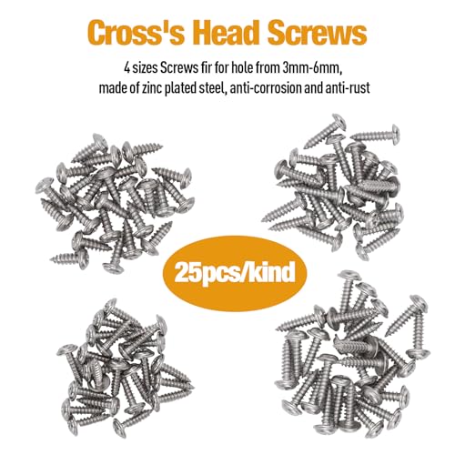 Automotive Screws and Clips, 100PCS Car U‑Clips Nuts 6/8/10/12 Assortment Interior Trim Fasteners with Stainless Steel Screws for Dash Door Panel Interior