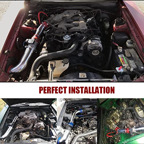 3-Inch Cold Air Intake Kit with Heat Shield + Filter Compatible for Ford Mustang 3.8L V6 Engine 1999-2004 Automatic and Manual Transmission (Black) - style: Black