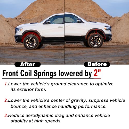 2" Front Drop Coil Spring Lowering Kit for 1999-2007 Chevy Silverado/GMC Sierra 1500 (2WD V8 Only),Lowering Kit - color: Black, size: 99-07 1500 2"Drop