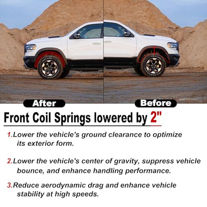 2" Front Drop Coil Spring Lowering Kit for 1999-2007 Chevy Silverado/GMC Sierra 1500 (2WD V8 Only),Lowering Kit - color: Black, size: 99-07 1500 2"Drop