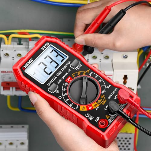Digital Multimeter Voltage Tester, TRMS 2000 Counts Volt Meter; Fast and Accurately Measures AC/DC Voltage & Current, Resistance, Diode, Continuity and NCV - Red