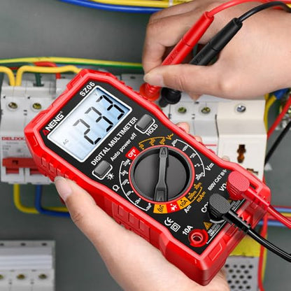 Digital Multimeter Voltage Tester, TRMS 2000 Counts Volt Meter; Fast and Accurately Measures AC/DC Voltage & Current, Resistance, Diode, Continuity and NCV - Red