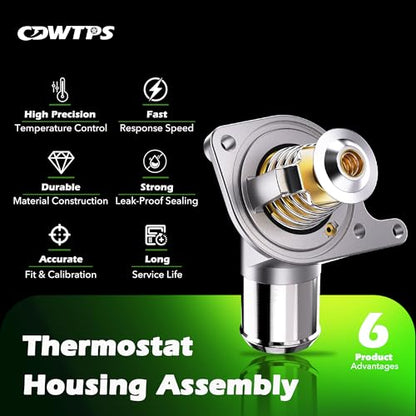 CDWTPS Upgraded Aluminum Engine Coolant Thermostat Housing Assembly, 186°F - size: 902-700