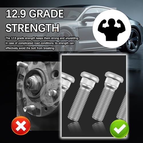 6PCS Trailer Wheel Studs 1/2-20 UNF,12.9 Grade Wheel Lug Studs