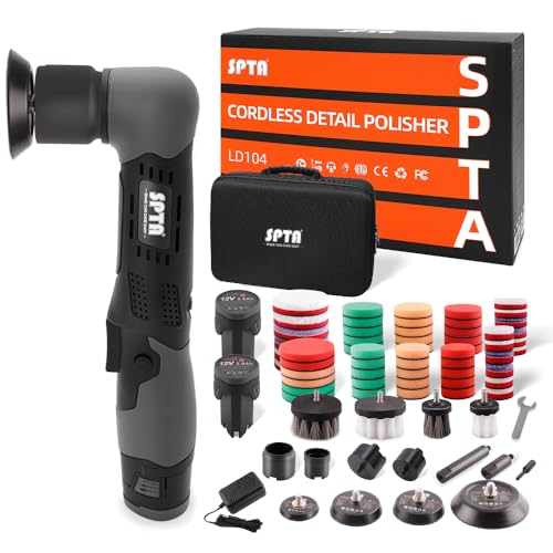 SPTA Cordless Mini Polisher, 12V Cordless Multi Polisher, Micro Cordless Scratches Killer Car Polisher RO/DA Mini Auto Machine Sets With Polishing Pad And Wool Pads for polishing, Sanding and Cleaning