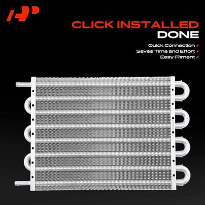 A-Premium Transmission Oil Cooler, Universal Aluminium 8 Pass Tube and Fin, Oil Cooler Kit with Hose Mounting Kit