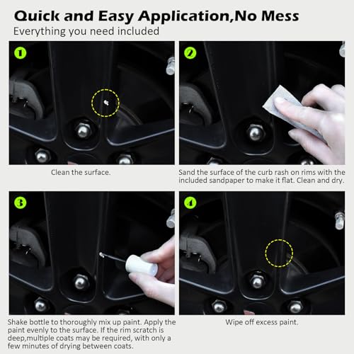 FOLLOWIN Matte Black Rim Touch Up Paint, Car Wheel Scratch Repair Kit - color: matte black