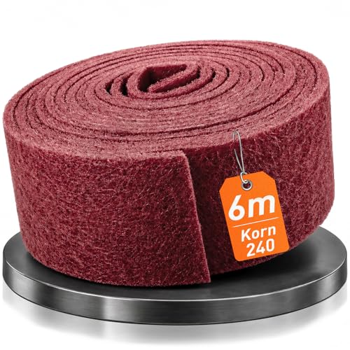 General Purpose Scuff Pads - Cuttable, 6m x 100mm, P240 Grit, Wet/Dry Reusable Sanding Sheets for Paint Prep, Auto Body, Woodworking & DIY - color: BJBRed