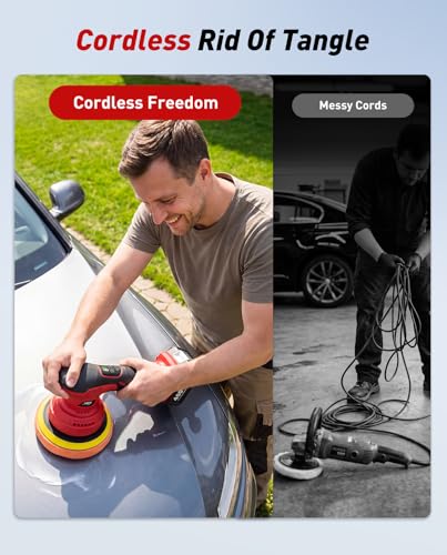 6 Inch Cordless Car Buffer w/ 2×4.0mAh Batteries, Digital Display - size: 6.04 Inch