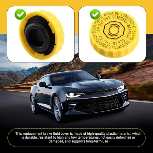 Brake Fluid Cap, Brake Master Cylinder Reservoir Cap, Brake Oil tank Cap OEM#68211910AB, Compatible with Wrangler Cherokee Compass Chrysler Pacifica(Yellow)