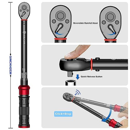 SUERCUP 1/4" 3/8" 1/2" Torque Wrench - 20-240In.Lb, 5-45Ft.Lb, 10-170Ft.Lb - size: 1/4"&3/8"&1/2" 20-240In.Lb&5-45Ft.Lb&10-170Ft.Lb