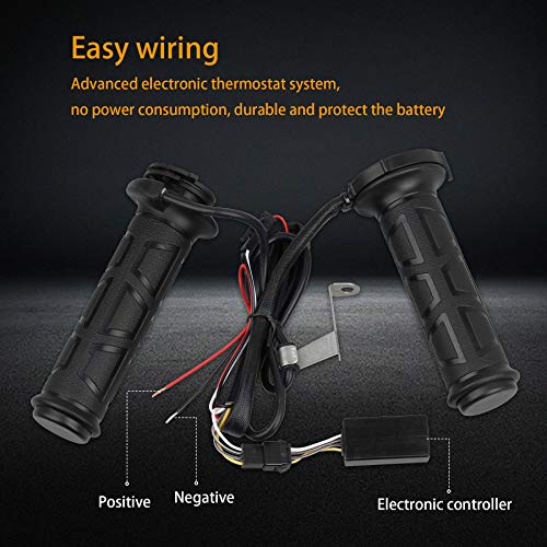 NTHREEAUTO Universal 7/8'' Heated Grips Motorcycle Handlebar Grip Compatible with Harley Honda Kawasaki Yamaha Dirt Bike ATV