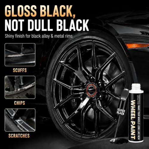 Gloss Black Rim Touch Up Paint Pen for Car Wheel Curb Rash, Scratches