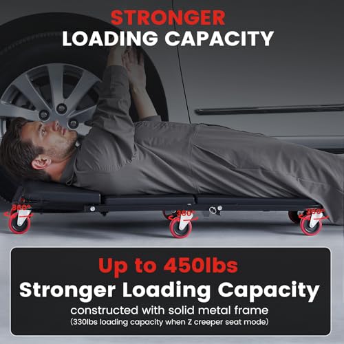 KROAK Creeper, 40 Inches 4 in 1 Z Creeper Seat up to 450 lbs Capacity - size: 40" 4 in 1