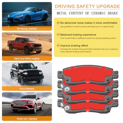 D883 Rear Ceramic Brake Pads Kit Fit For Buick Enclave 2008-2017, For Rainier 2004-2007, For Chevrolet SSR 2003-2006, For Trailblazer 2002-2009, For Trailblazer EXT 2002-2006 - size: HZ883H