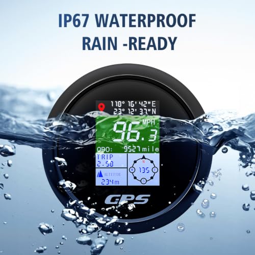 Boat GPS Speedometer Gauge 3-3/8" 85mm Waterpoof for Marine Car - color: Black