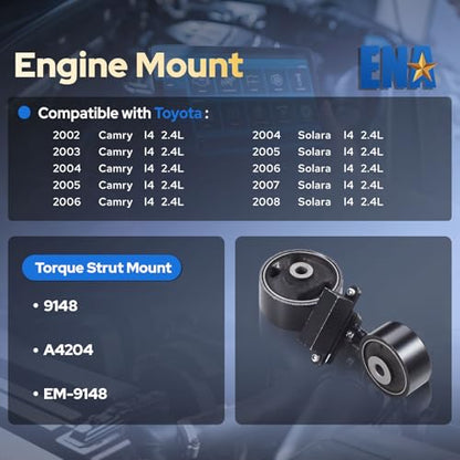 ENA Front Engine Torque Strut Mount Compatible with Toyota 2004-2008 Camry 2002-2006 Solar 2.4L Automatic Replacement for A4204
