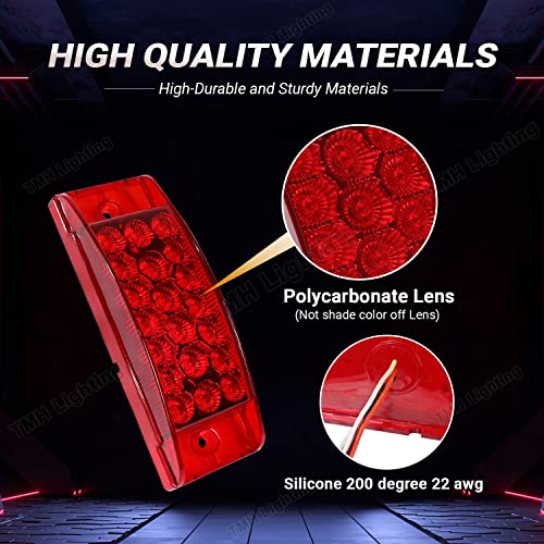 TMH 2 Pcs 6 Inch Rectangle Red Lens Light 20 LED Trailer Brake Stop Signal Lights Two Step Bright Waterproof Compatible with Trucks Super Duty Pickup Caravan SUV 12V DC - color: Red (2 Pcs)