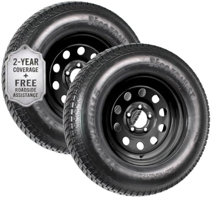 eCustomrim 2-Pack Trailer Tire Rim Assembly ST205/75D15 5 Lug Black Mod