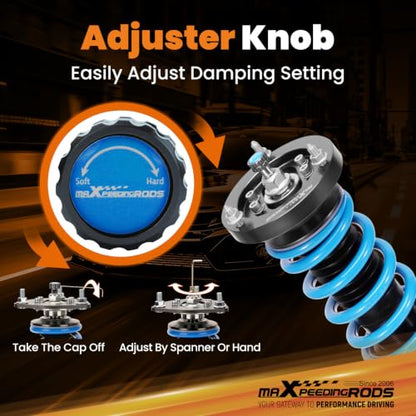 maXpeedingrods T6 Upgraded Coilover for BMW E46 1998-2007 - color: Blue
