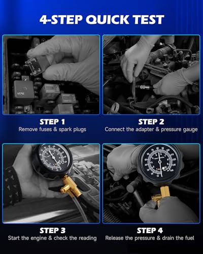 OMT Fuel Injection Pressure Tester Kit With 140 PSI Gauge, Quick Fittings
