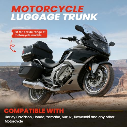 ALMULOO Motorcycle Luggage Trunk W/Tail Light Compatible with Yamaha