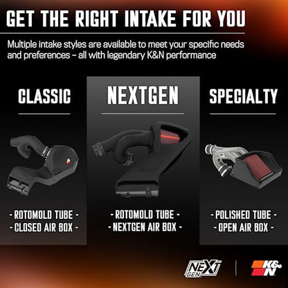 K&N NextGen Cold Air Intake System: High-Flow Cotton Filter: Compatible with 2021-2026 FORD F150; F150 Raptor; 50-2617 - style: NextGen