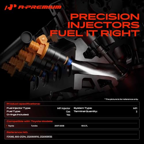 A-Premium Fuel Injectors Set of 8 Compatible with Toyota