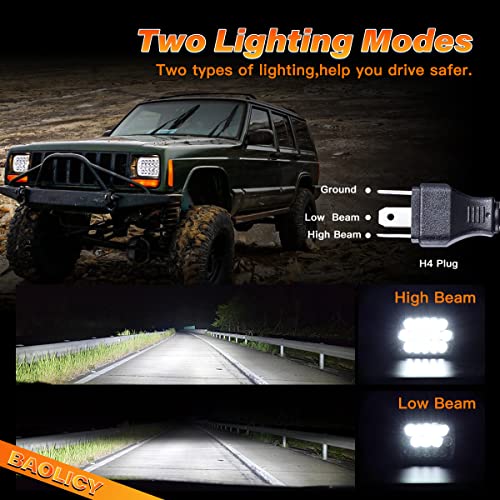 5x7In H6054 LED Headlights DOT Approved 2PCS Hi/Low Beam Rectangle - size: 5x7 led headlights-2pcs
