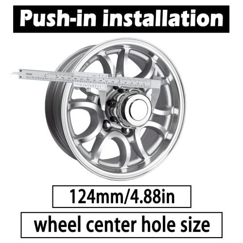 4Pcs 4.88" OD 4.76" H Push Through Trailer Wheel Center Cap for Rim - color: Chrome, size: 4.88" Hub 4.76" H