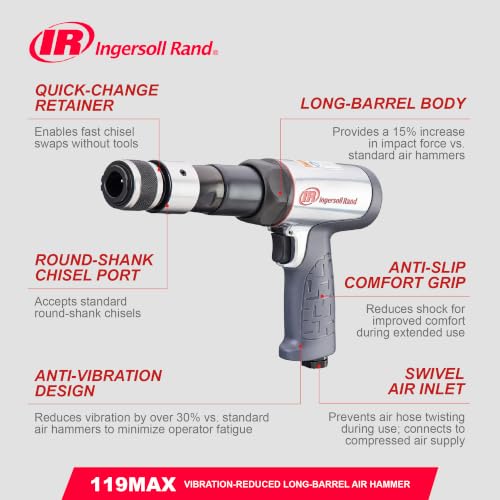 Ingersoll Rand 119MAX 3 1/2" Stroke Long-Barrel Air Hammer - size: 3-1/2" Stroke, style: Tool Only