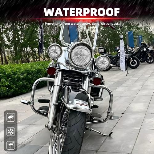 FATECIM 4.5” Motorcycle H3 LED Fog Lights Passing Lamps Driving Auxiliary Lights Spotlights + Housing Bucket with Tri Bar Visor for Harley Honda Kawasaki Suzuki Yamaha Cruiser Chopper Bobber Chrome - color: Chrome / Clear Lens 2