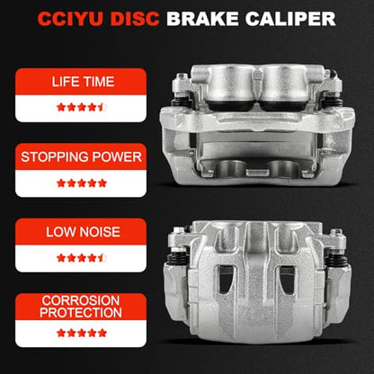 cciyu Front Left & Right Brake Calipers With Bracket 18B5288 18B5289 - size: Front[18B5288+18B5289]