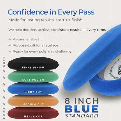 TCP Global 8" Blue Foam Buffing Pad, Light Cut Polish - color: Blue