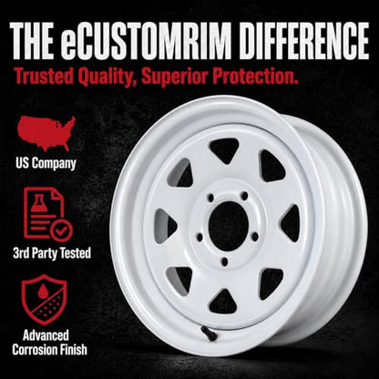 eCustomrim 2-Pack Trailer Wheel 15X5 15 Inch 5 Lug On 4.5 White Spoke Rim