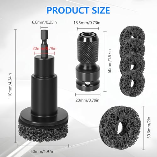Eascor Wheel Hub Cleaning Tool, Wheel Hub Resurfacing Kit, Wheel Stud Cleaner, Quick Rust Removal for Lug Studs and Rotors, Fits 1/2” Wrenches Or Electric Drill, Automotive Maintenance Tool1
