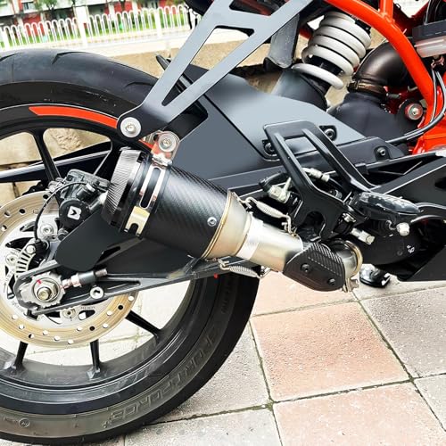 PACEWALKER Motorcycle Slip On Muffler, 2" Universal Carbon Fiber