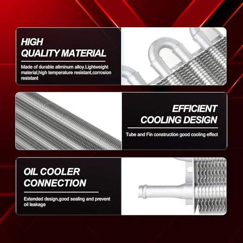 Upgraded 8-Pass Oil Cooler Aluminum Transmission Cooler Kit | Enhanced Cooling for 5/16" Lines | Optimal Engine & Transmission Protection (Silver)