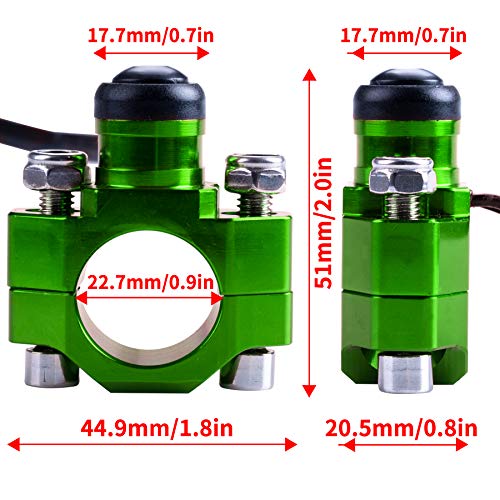 ORAEVY CNC Universal Motorcycle Engine Stop Start Kill Switch Button with Mounting Backplate Compatible with Kawasaki KX250 KX450F KLX110 - Green - color: Green