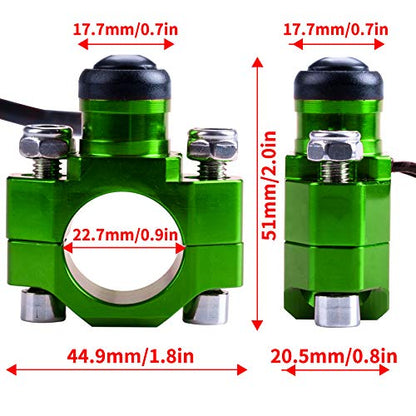 ORAEVY CNC Universal Motorcycle Engine Stop Start Kill Switch Button with Mounting Backplate Compatible with Kawasaki KX250 KX450F KLX110 - Green - color: Green