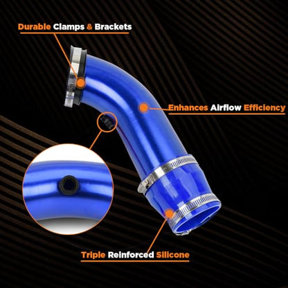BARTOO 3 Inch Cold Air Intake Pipe Turbo Piping for Car Truck Blue - color: Z-Blue Pipe