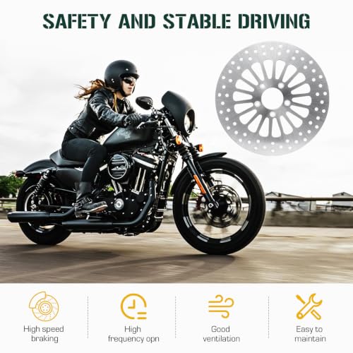 Youxmoto 11.8" Front Brake Rotor for Harley Davidson Touring, for Road King Electra Glide Standard/Classic Tri Glide Ultra Classic Street Glide Road Glide with Bolts Set Brake Rotor 08-22, Silvery - size: 1*11.8'' Front Rotor+1*Bolt