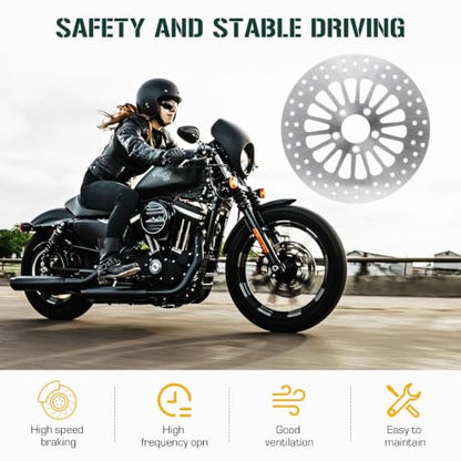 Youxmoto 11.8" Front Brake Rotor for Harley Davidson Touring, for Road King Electra Glide Standard/Classic Tri Glide Ultra Classic Street Glide Road Glide with Bolts Set Brake Rotor 08-22, Silvery - size: 1*11.8'' Front Rotor+1*Bolt