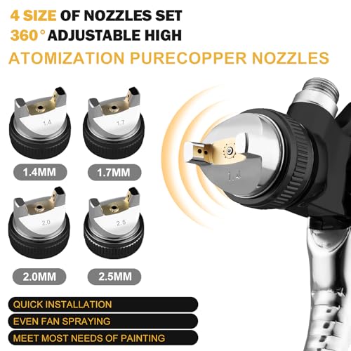 HVLP Spray Gun Kit with 10Pcs 650ML Disposable Paint Cups Car Paint Gun - color: Black