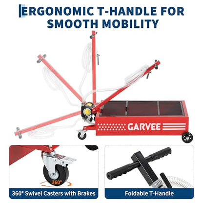 Garvee 20 Gal Electric Oil Drain Pan with 110V Pump, Low Profile Design - color: Red, size: 20 Gal + Electric